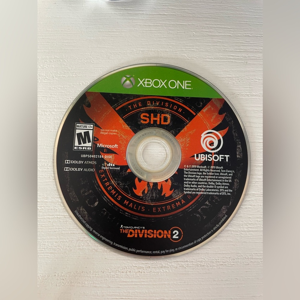 The Division 2 (Xbox One, 2019) Game Disc Only Tested scratch free disc